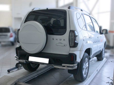 Защита заднего бампера "уголки" d-53+43 Технотек для Niva Travel 2020 – н.в.