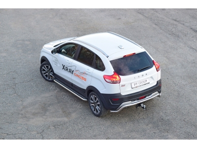 Защита порогов с алюм. площадкой d=51 мм (НПС) для Lada XRay Cross 2018-2022