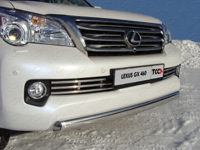 Защита передняя овальная 75х42 мм ТСС для Lexus GX460 2010-2013