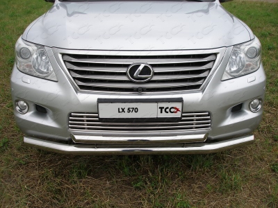Защита передняя двойная 76-60 мм ТСС для Lexus LX-570 2007-2012