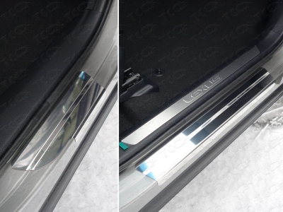 Накладки на пороги зеркальный лист 1 мм ТСС для Lexus NX-200t 2014-2017