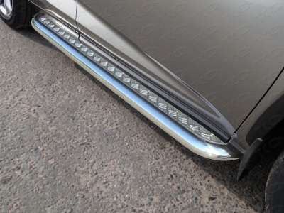 Пороги с площадкой алюминиевый лист 60 мм ТСС для Lexus NX-200t 2014-2017