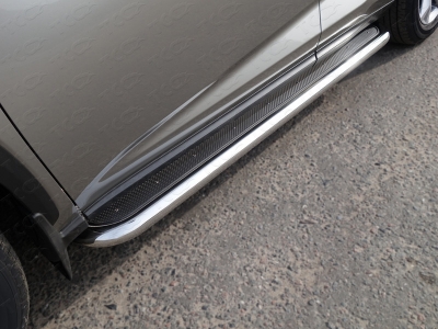 Пороги с площадкой нержавеющий лист 60 мм ТСС для Lexus NX-200t 2014-2017