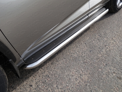 Пороги с площадкой нержавеющий лист 60 мм ТСС для Lexus NX-300h 2014-2017