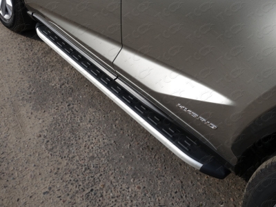 Пороги алюминиевые ТСС с накладкой для Lexus NX-300h № LEXNX300H14-19AL