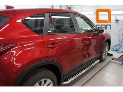 Пороги с площадкой нержавеющий лист 60 мм для Mazda CX-5 2011-2021