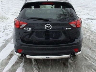 Защита заднего бампера уголки 75х42 мм ТСС для Mazda CX-5 2011-2015