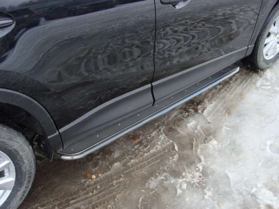 Пороги с площадкой нержавеющий лист 60 мм ТСС для Mazda CX-5 2011-2015