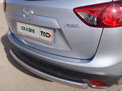 Накладка на задний бампер шлифованный лист 1 мм ТСС для Mazda CX-5 2011-2015