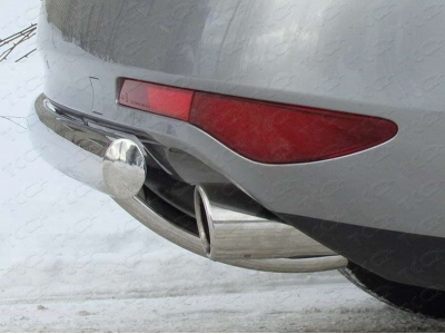 Защита заднего бампера овальная овальная 75х42 мм ТСС для Mazda CX-7 2010-2013