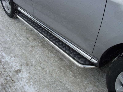 Пороги с площадкой алюминиевый лист 42 мм для Mazda CX-7 № MAZCX710-04