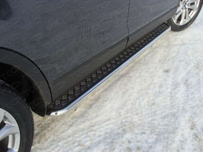 Пороги с площадкой алюминиевый лист 42 мм для Mazda CX-9 № MAZCX913-02