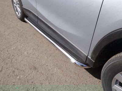 Пороги с площадкой нержавеющий лист 60 мм ТСС для Mazda CX-5 2015-2021