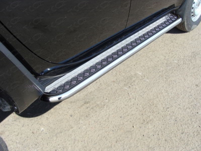 Пороги с площадкой алюминиевый лист 60 мм ТСС для Mitsubishi L200 2014-2015