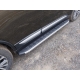 Пороги алюминиевые ТСС с накладкой серые для Mitsubishi Outlander 2015-2018