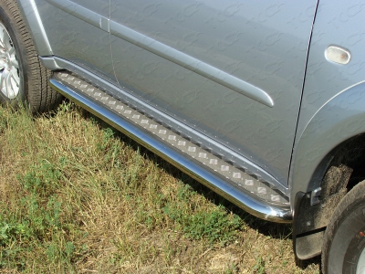 Пороги с площадкой алюминиевый лист 60 мм для Mitsubishi Pajero Sport № MITPASPOR10-02