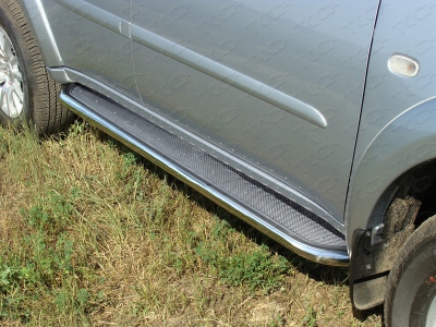 Пороги с площадкой нержавеющий лист 60 мм ТСС для Mitsubishi Pajero Sport 2008-2013