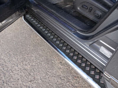 Пороги с площадкой алюминиевый лист 60 мм для Nissan Pathfinder № NISPAT14-13