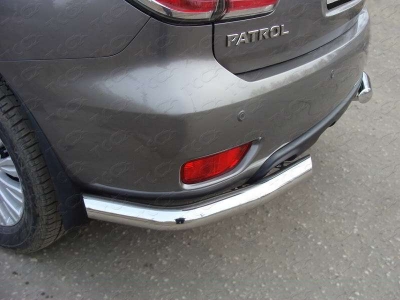 Защита заднего бампера уголки 76 мм ТСС для Nissan Patrol 2014-2021