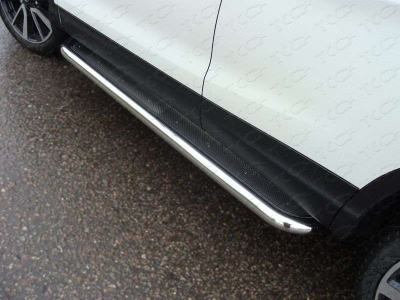 Пороги с площадкой нержавеющий лист 60 мм ТСС для Nissan Qashqai 2014-2021