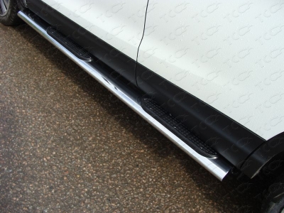 Пороги овальные с накладкой 120х60 мм для Nissan Qashqai 2013 – 2019  NISQASH14-06