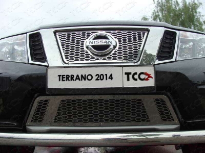 Защита передняя овальная 75х42 мм ТСС для Nissan Terrano 2014-2021