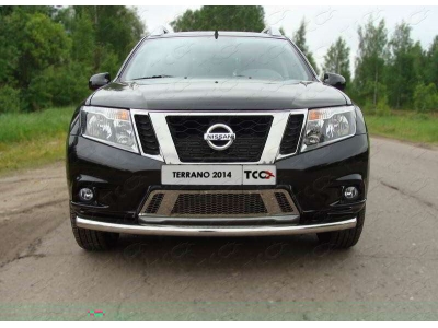 Защита переднего бампера 60 мм ТСС для Nissan Terrano 2014-2021