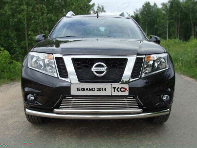 Защита передняя двойная 60/ 42 мм ТСС для Nissan Terrano 2014-2021
