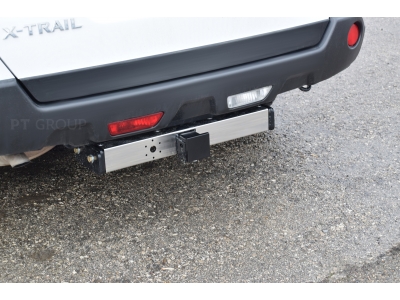 Фаркоп с нержавеющей накладкой для Nissan X-trail T31 2007-2014 съемное крепление шара под американский квадрат