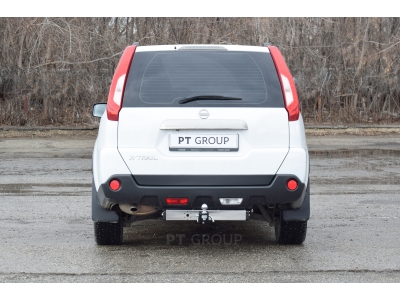 Фаркоп с нержавеющей накладкой для Nissan X-trail T31 2007-2014 съемное крепление шара под американский квадрат