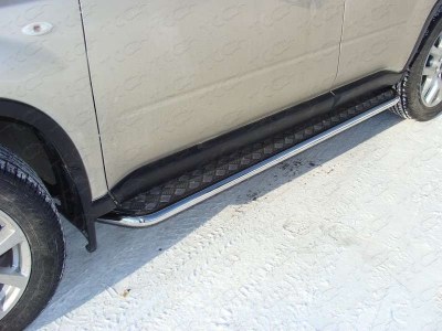 Пороги с площадкой алюминиевый лист 42 мм для Nissan X-Trail № NISXTR11-05