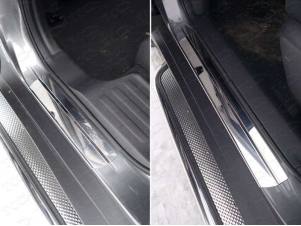 Накладки на пороги зеркальный лист 1 мм для Nissan X-Trail № NISXTR15-22