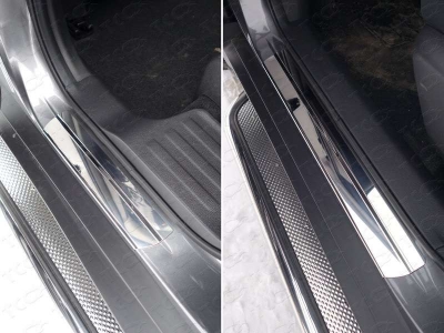 Накладки на пороги зеркальный лист 1 мм ТСС для Nissan X-Trail 2015-2018