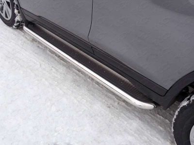 Пороги с площадкой нержавеющий лист 60 мм для Nissan X-Trail № NISXTR15-14