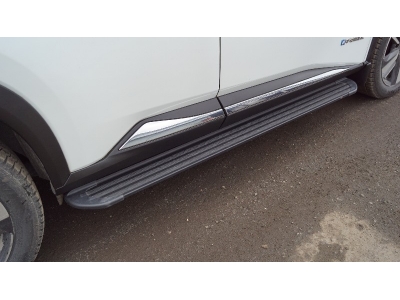 Пороги алюминиевые "Slim Line Black" 1720 мм для Nissan X-Trail 2021 — н.в. NISXTR24-05B