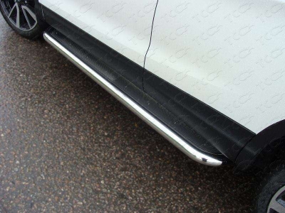 Пороги с площадкой нержавеющий лист 60 мм ТСС для Nissan Qashqai 2015-2019