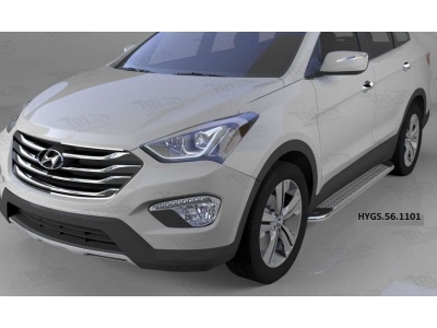 Пороги алюминиевые Opal для Hyundai Santa Fe Grand 2014-2021