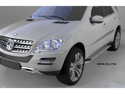 Пороги алюминиевые Opal для Mercedes-Benz ML W164 2005-2011
