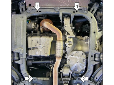 Усиленная защита картера двигателя, КПП (2 мм, сталь) для Opel Meriva 2003-2010, Opel Corsa C хетчбек 2000-2006, Opel Combo 2001-2012
