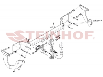 Фаркоп для Citroen Spacetourer, Peugeot Traveller, Citroen Jumpy, Peugeot Expert, Toyota Proace, Toyota Proace Verso( 2016-н.в.), Opel Zafira Life 2019-н.в., Opel Vivaro 2019-н.в. вертикальное быстросъемное крепление шара на ключе