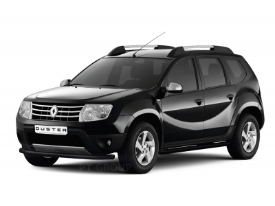 Защита порогов вогнутая d=63 мм ШАГРЕНЬ (ППК) для Renault Duster 2012-2020, Nissan Terrano 2014-2022