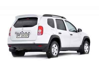 Защита порогов (черное тиснение) "Чистые штаны" (ABS) для Renault Duster 2021-2022