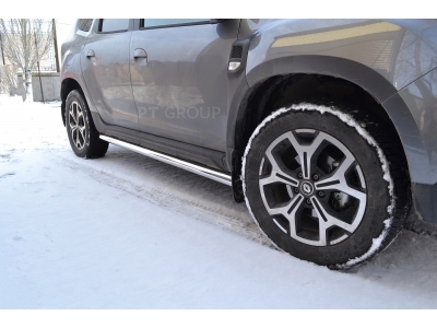 Защита порогов прямая d=63 мм (НПС) для Renault Duster 2021-2022