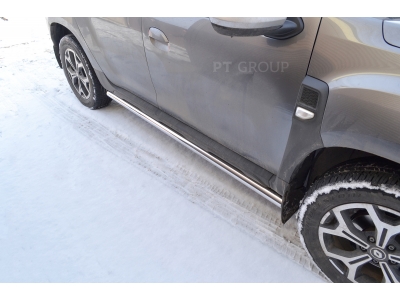 Защита порогов прямая d=63 мм (НПС) для Renault Duster 2021-2022