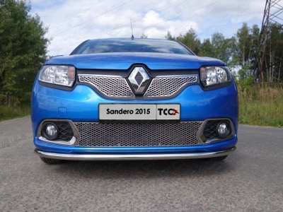 Защита переднего бампера 42 мм ТСС для Renault Sandero 2015-2021