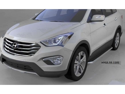 Пороги алюминиевые Ring для Hyundai Santa Fe Grand 2014-2021