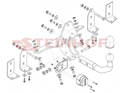 Фаркоп для Saab 9-5 седан 1997-2011, Saab 9-5 универсал 1999-2011 условно-съемное крепление шара