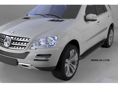 Пороги алюминиевые Sapphire Black для Mercedes-Benz ML W164 2005-2011