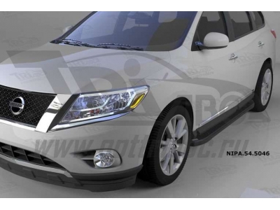 Пороги алюминиевые Sapphire Black на Nissan Pathfinder № NIPA.54.5046