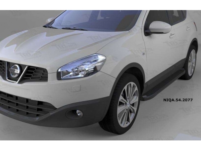 Пороги алюминиевые Sapphire Black на Nissan Qashqai № NIQA.54.2077